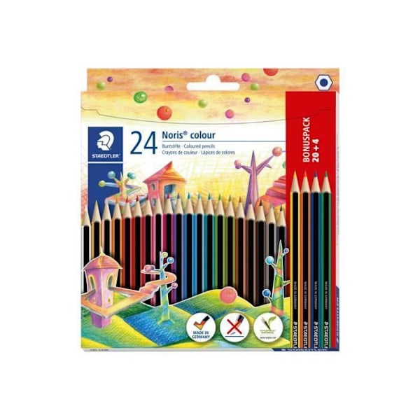 Färgpennor - STAEDTLER - Noris colour 185 - Förpackning med 24 - Blandade - Ergonomisk Blandad