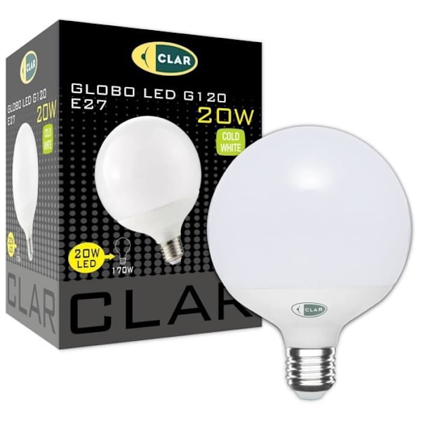 Ampoule LED Globe E27 - CLAR - 20W - 1300 lm - 360 - Varm/Vit/Neutral/Kall Vit Varm, Vit Neutral, Vit Kall