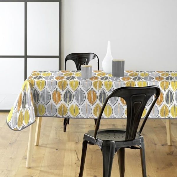 Rektangulär vaxduk - DOUCEUR D'INTERIEUR - Höstlövverk - Gul - Syntet - 140x240 cm Gul, orange och grå