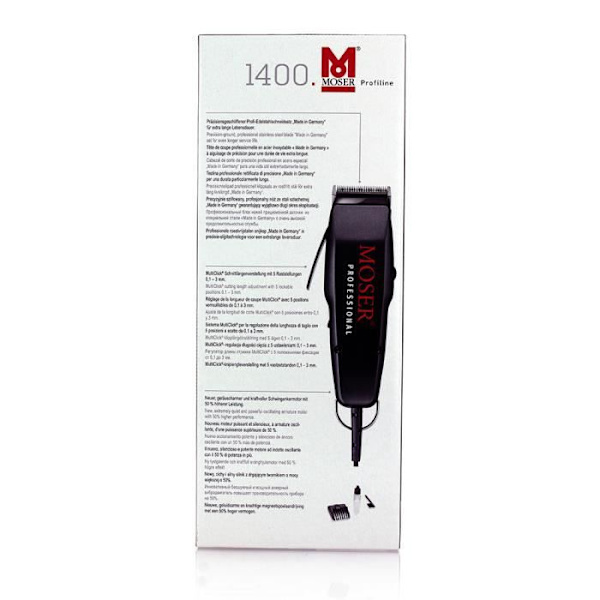 Moser 1400 Professional Cutting Trimmer - Svart - Längdinställningar 0,1-3 mm - Tillbehör ingår