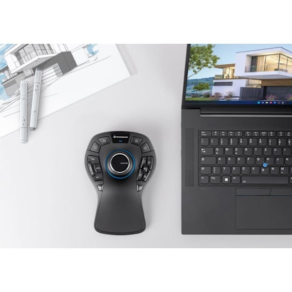 Souris 3D - 3Dconnexion - SpaceMouse Pro Wireless - Bluetooth - Ergonomisk - 15 knappar