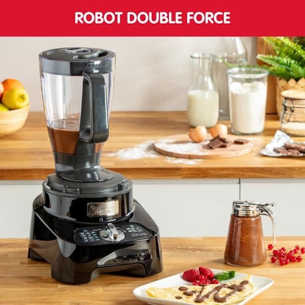 Moulinex DoubleForce 1000 W multifunktionsrobot med blender, 8 tillbehör FP821811 Svart
