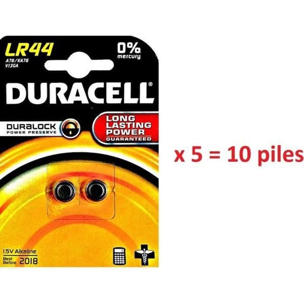 10 DURACELL KNAPPBATTERIER LR44 1,5V DLC 2019