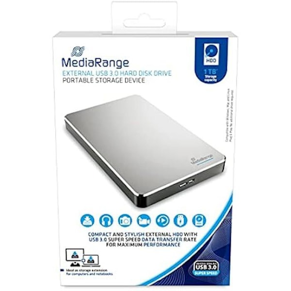 Extern Hårddisk - MEDIARANGE - MR996 - 1 To - USB 3.0 - Röd