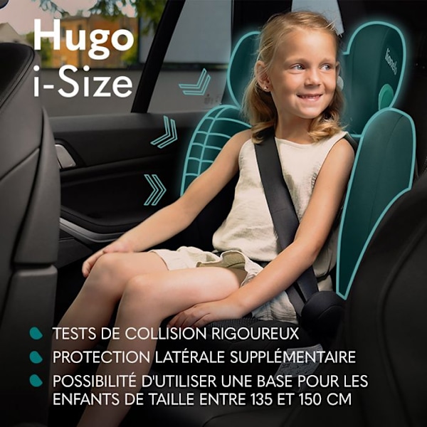 Bilstol för spädbarn LIONELO Hugo i-Size - ISOFIX - 100-150 cm - Grupp 2/3 - Höjdjusterbart nackstöd - Svart Svart