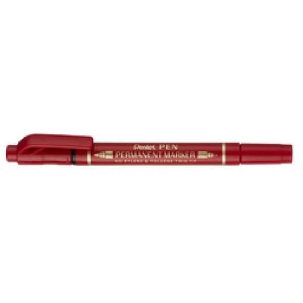 Permanent marker - Pentel - Pen - Double tip - Black - Indelible Svart