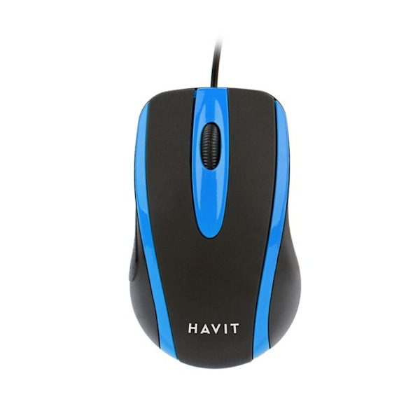 Datormus - HAVIT - MS753 - 1000 DPI - Ergonomisk - Symmetrisk - Svart/Blå Svart + blå