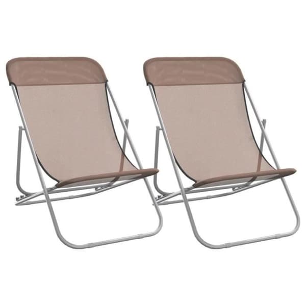 vidaXL hopfällbara strandstolar 2 st Textilen pulverlackerat stål 360191