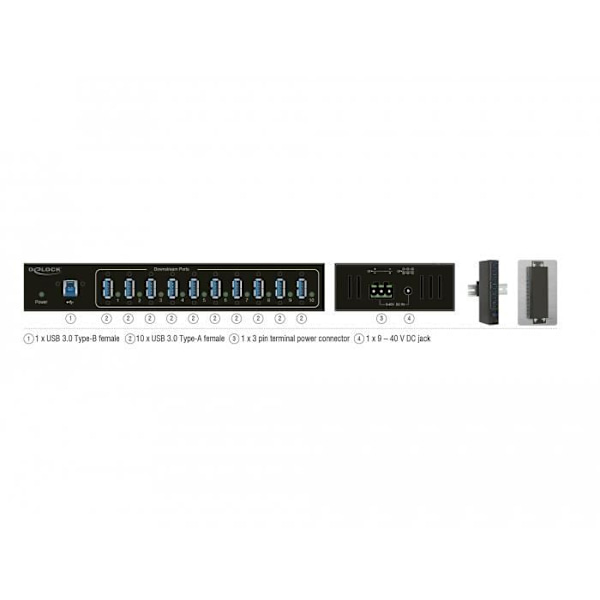 DeLOCK 63919, USB 3.0 (3.1 Gen 1) Micro-B, USB 3.0 (3.1 Gen 1) Typ-A, 5000 Mbit/s, svart, metall, Kina