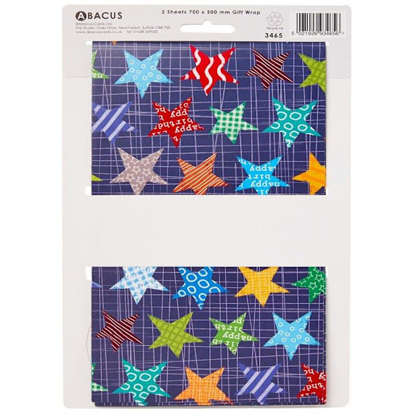 Abacus Presentpapper - 03465A - "Star Repeat" Presentpapper med 2 bundna ark/etiketter