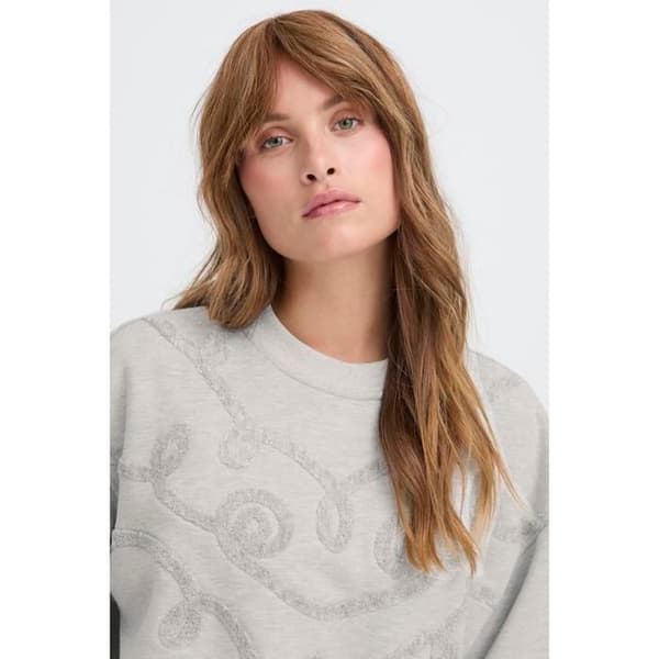 Sweatshirt dam Pulz Jeans Isabella ljusgrå melerad M