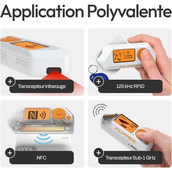 db-tronic Flipper Zero — Multifunktionsapparat RFID/NFC Sub‑GHz IR med GPIO, Vit Vit