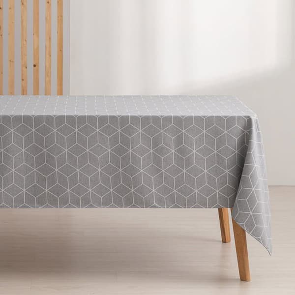 Bordduk - Linje - Fläckavvisande - Bomull 140 x 140 cm - Geometrisk Grå Grå