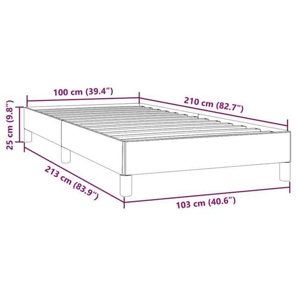 vidaXL Sängbotten med ribbor utan madrass mörkgrå 100x210 cm 3315814 Grå