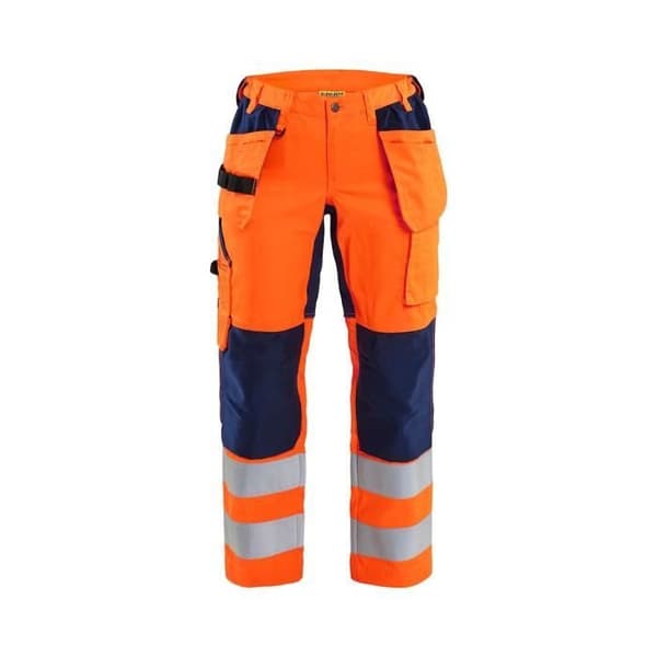 Stretch skyddshängselbyxor klass 2 dam Blaklader Orange/marinblå 44