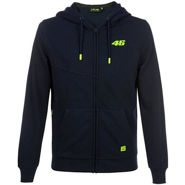 Sweatshirt - VR46 - Core - Blå - Huva - Långa ärmar - Litet nummer 46 Svart S