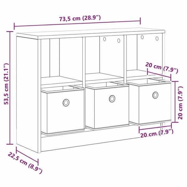 vidaXL Buffé med låda Vit 73,5 x 22,5 x 53,5 cm 8000500