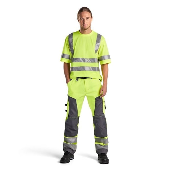 Arbetsbyxor - Blaklader - Hög synlighet - Stretch - Fluorescerande gul/grå - Hållbara och lätta fluorescerande gul/mellangrått 52