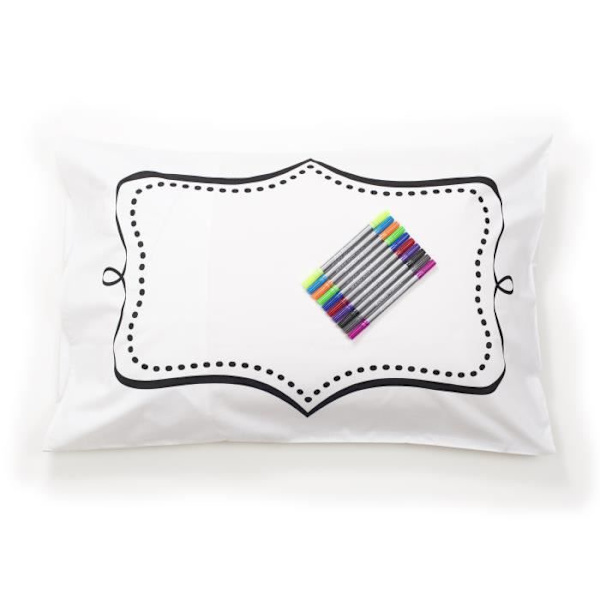 Örngott - Eat Sleep Doodle - 75x50 cm - Syntetisk - Tvättbar - Rektangulär