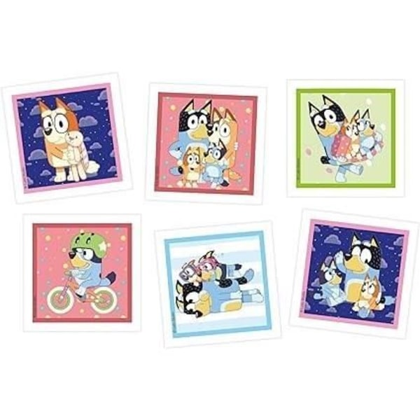 Clementoni - Edukit - Bluey - 4 i 1 inlärningslåda - 2 pussel, 1 memo, 1 set med 6 kuber - Tillverkad i Italien - från 4 år och uppåt Flerfärgad