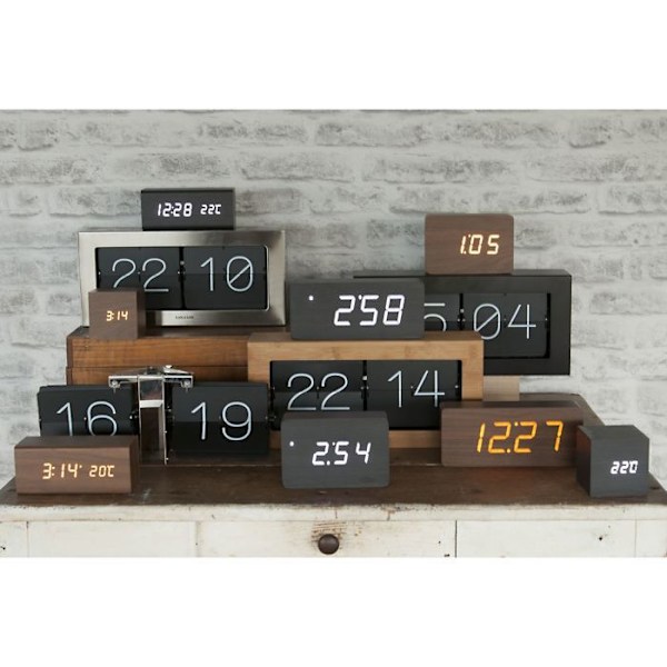 Svart Wood Block Väckarklocka 16 cm