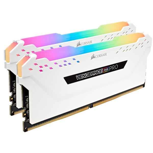 RAM-minne - CORSAIR - Vengeance RGB Pro Series DDR4 - 16GB 2x8GB DIMM - 3200 MHz - 1,35V - Vit (CMW16GX4M2C3200C)