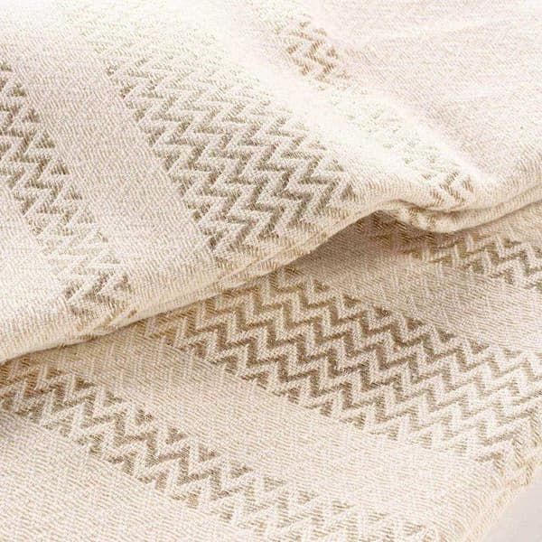 Fransig Jacquardpläd "Doreline" 125x150cm Beige beige