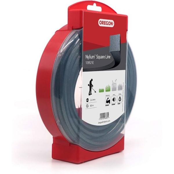 Nylon fyrkant - Ej specificerad - 2,4 x 60 mm - Såld styckvis - Förpackning per meter - Kvadratisk form