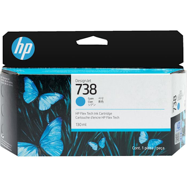 HP Bläck/ 738 130-ml Cyan Design