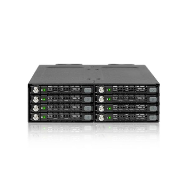 ICY DOCK ToughArmor MB998SK-B metallbakplan för 8 Bay 2,5" SATA HDD & SSD med nyckellås för 5,25" Bay