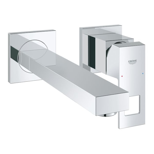 Eurocube väggmonterad tvättställsblandare 2 hål Krom - Grohe - Fast - 68mm - Metall Grå