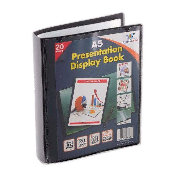 Habercrafts - HC718716A5201D - Presentationspärm med 20 genomskinliga plastfickor - A5-format - 40 visningar