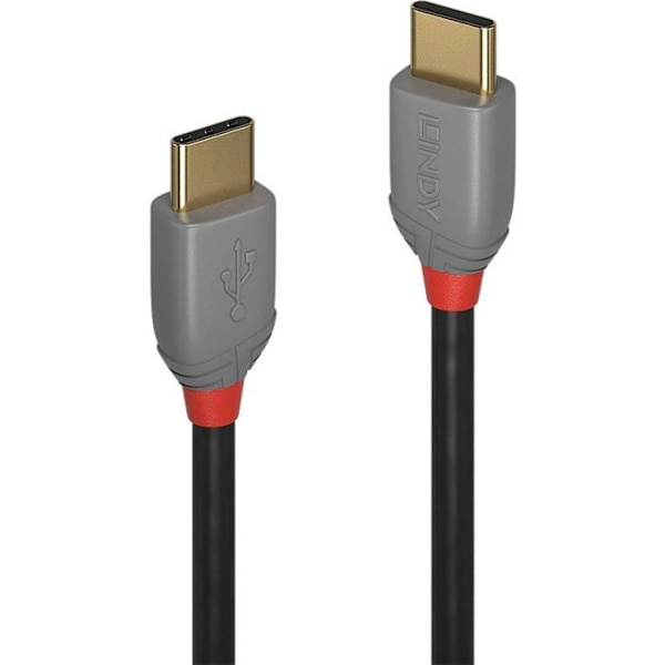 USB 2.0 typ C-kabel - LINDY - Anthra Line - 2m - Dubbelskärmad - Guldpläterade kontakter