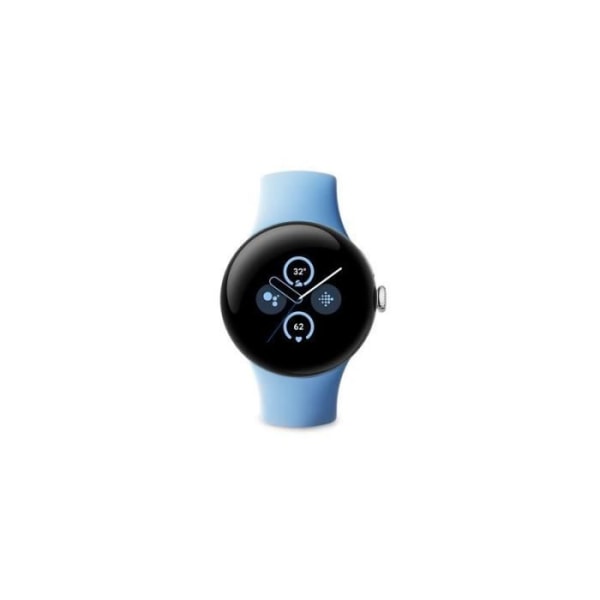 Google Pixel Watch 2 Smartwatch i polerat silver aluminiumfodral Azure Blue Sports Band Wifi