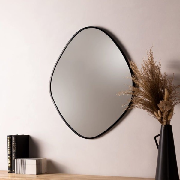 Yard Mirror - ORGANIC/MIR/BLK - Organisk formad väggspegel, svart, 50 x 60 x 1,5 cm