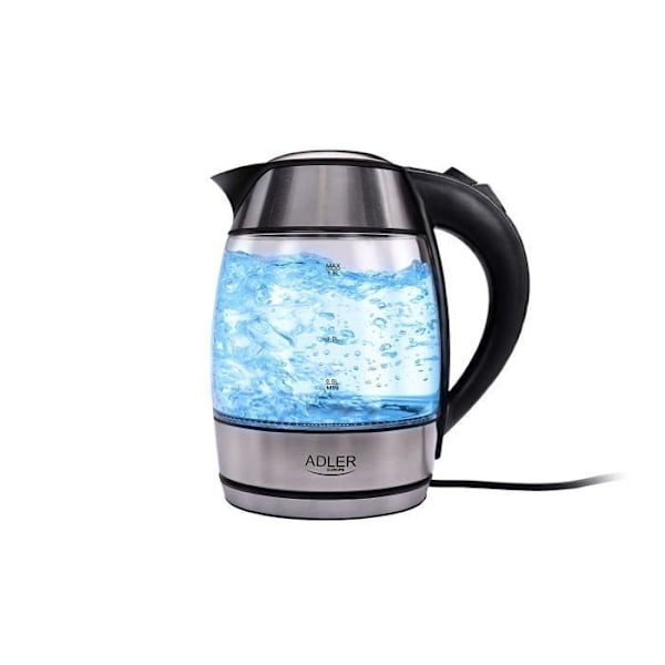 Adler AD 1246 - SWITCH KVM - vattenkokare, 2200 W, 1,8 liter, Schwarz/Silber/Transparent