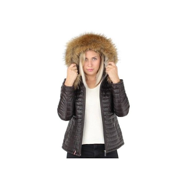 Doudoune Oakwood Happy i läder ref cco43970 Choklad kastanj S