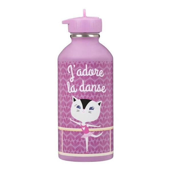 Barnvattenflaska Rostfritt stål - Lätt att rengöra - Återanvändbar vattenflaska - Kapacitet 300ml - 17cm x 6,5cm - Jag älskar att dansa Flerfärgad