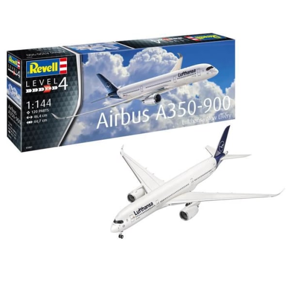 Flygplansmodell - REVELL - Airbus A350-900 Lufthansa New Livery - 1/144 - 120 stycken - 464mm