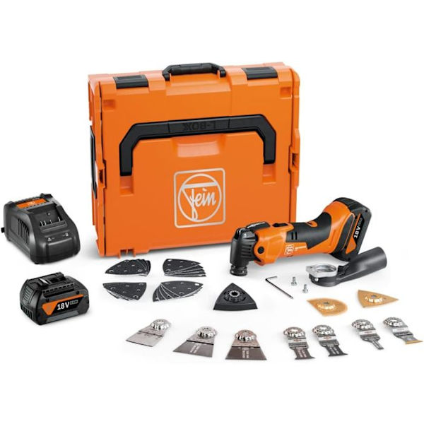 Multimaster 18V AMM 500 PLUS Topp + 2 4Ah batterier + snabbladdare + L-BOXX box - FEIN - 71293861000