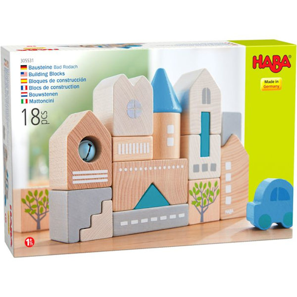 Bad Rodach Construction Game - HABA - Färgglada träklossar - För barn från 18 månader och uppåt Färgat trä
