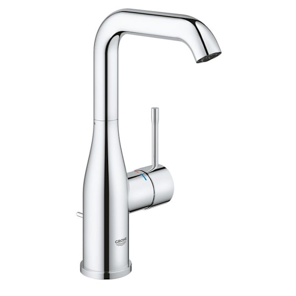 GROHE 1-grepps tvättställsblandare Essence 32628001-360 ° svängbar topprör -Temperaturbegränsare -Vattenbesparande-Chrome-storlek L