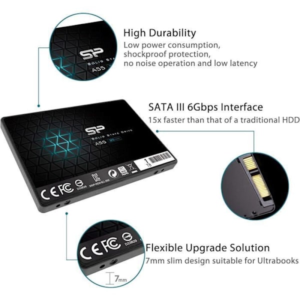 Intern SSD - Silicon Power - Ace A55 1To - SATA III 2.5" 3D NAND