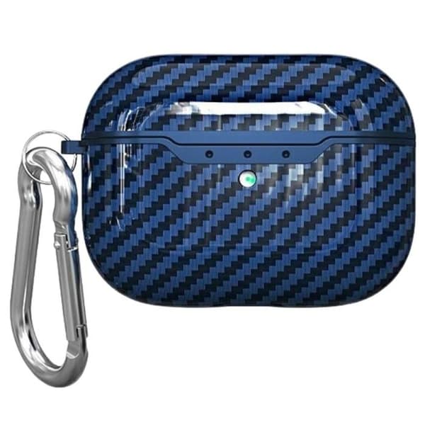 Skyddsskal - BELINE - AirPods Pro 1 2 3 4 - Kolfiberimitation - Blå färg - Stötsäker Blå