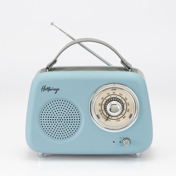 HALTERREGO - Vintage Green Blue Radio, AM/FM, USB/SD-kortläsare, aux in/hörlursuttag, batteri (ingår ej) eller strömkabel