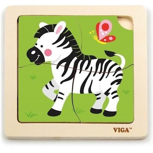 Viga Toys pussel djur 4 bitar grön zebra