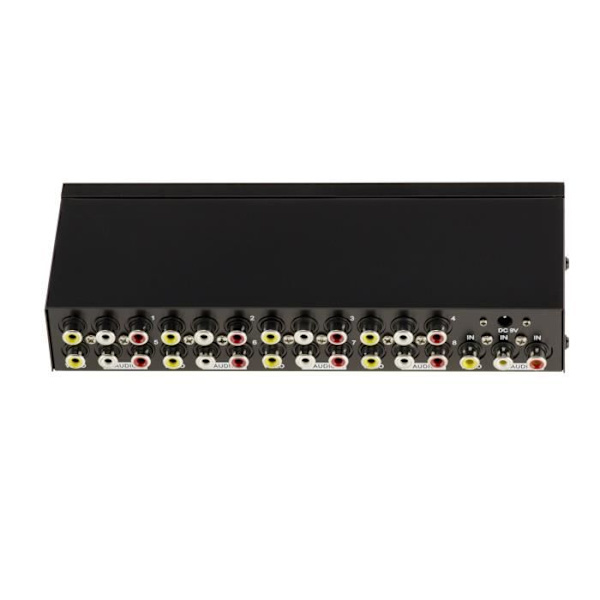 Composite AUDIO + VIDEO Splitter - Förstärkt - 8 portar - 10Hz-20KHz - RCA - Metall