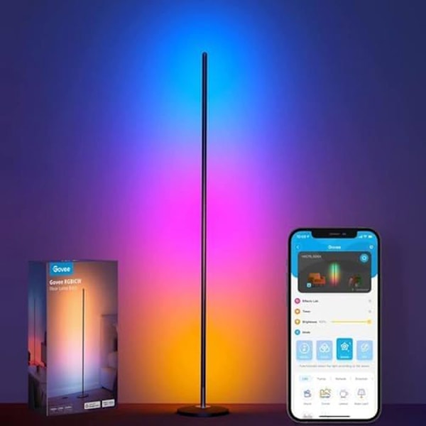 LED-golvlampa - GOVEE - Smart belysning - Wi-Fi/Bluetooth - Flerfärgad - Samtida design Flerfärgad