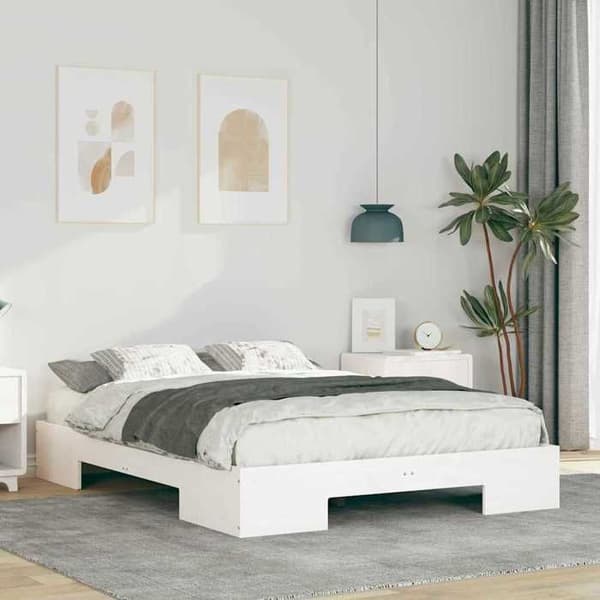 vidaXL Sängram Vit 120 x 200 cm 873032
