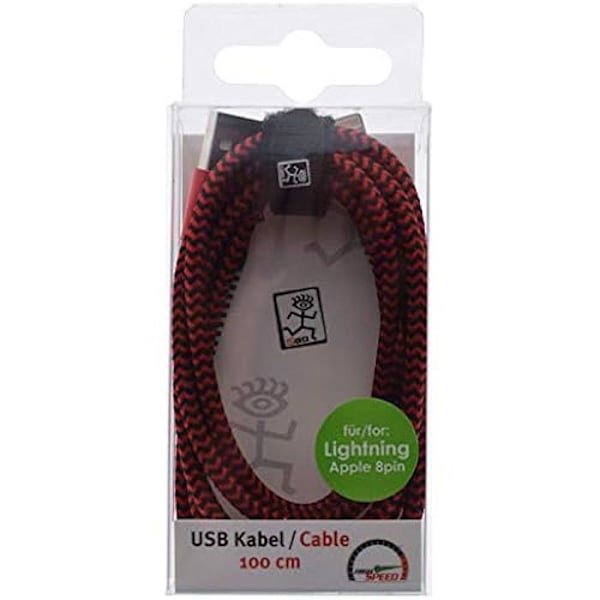 USB datakabel - 2GO - Apple Lightning - 1 m - Röd Nylon - Metallisk kontakt